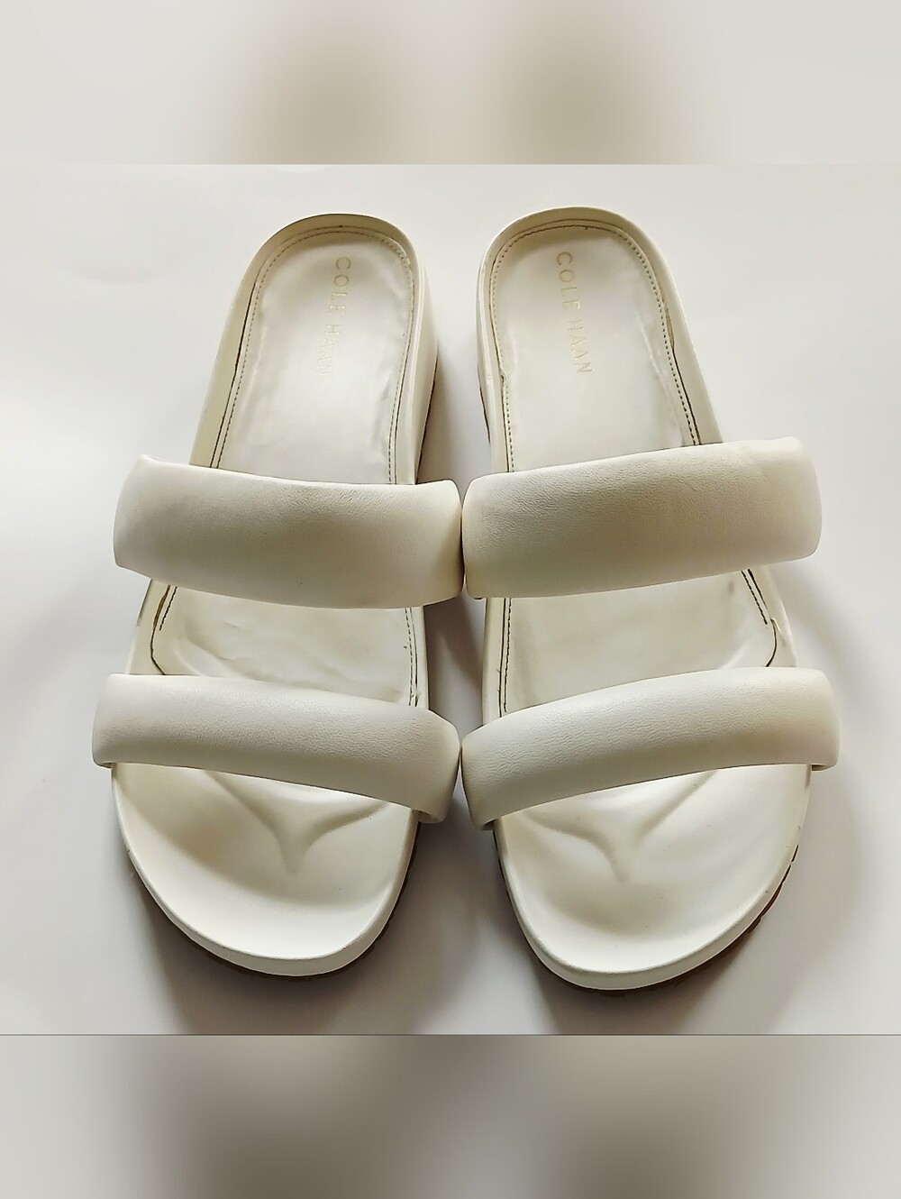 Cole Haan Mojave Women's Ivory Double Band Leather Strap Sandals, Size 10B